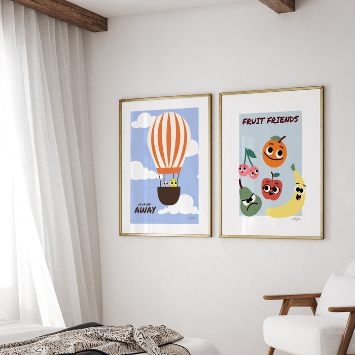 Fruit Friends Art Print, Kids Room Decor, Unique Nursery Decor, Kitchen Wall Art, Playroom Print, Kawaii Fruit Art