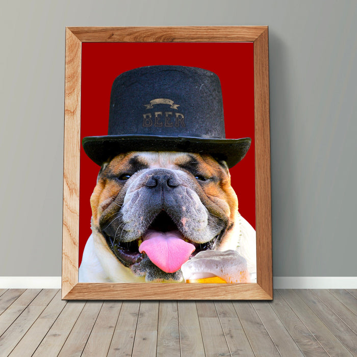 Animal Art, Dog Bar Art, British Bulldog Wall Art, Funny Dog Print, Antique Animal Art, Beer Lovers, Bulldog Pride, Dog Lovers Gift, Beer