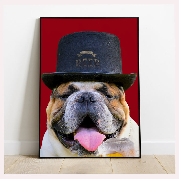 Animal Art, Dog Bar Art, British Bulldog Wall Art, Funny Dog Print, Antique Animal Art, Beer Lovers, Bulldog Pride, Dog Lovers Gift, Beer