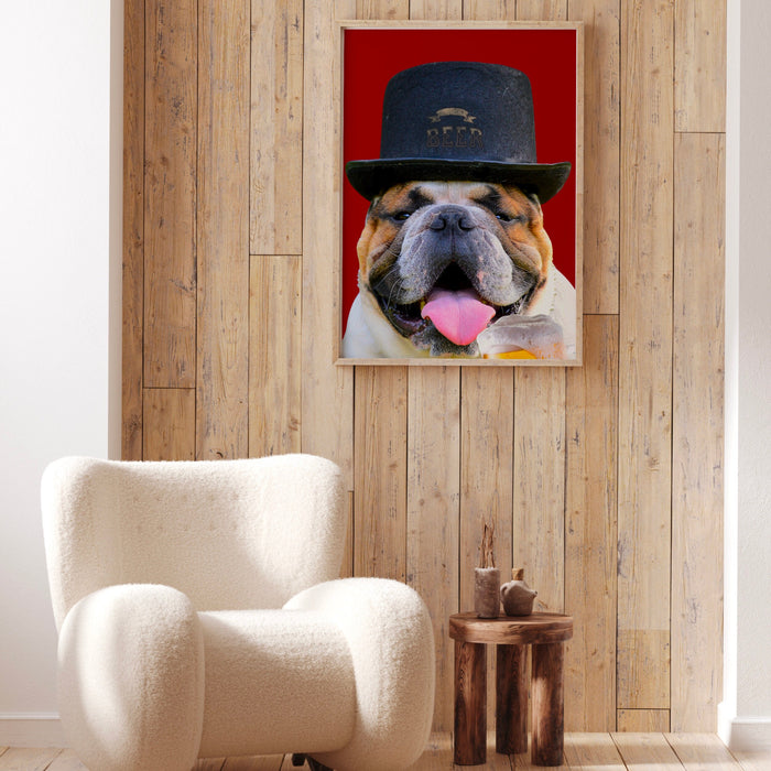 Animal Art, Dog Bar Art, British Bulldog Wall Art, Funny Dog Print, Antique Animal Art, Beer Lovers, Bulldog Pride, Dog Lovers Gift, Beer