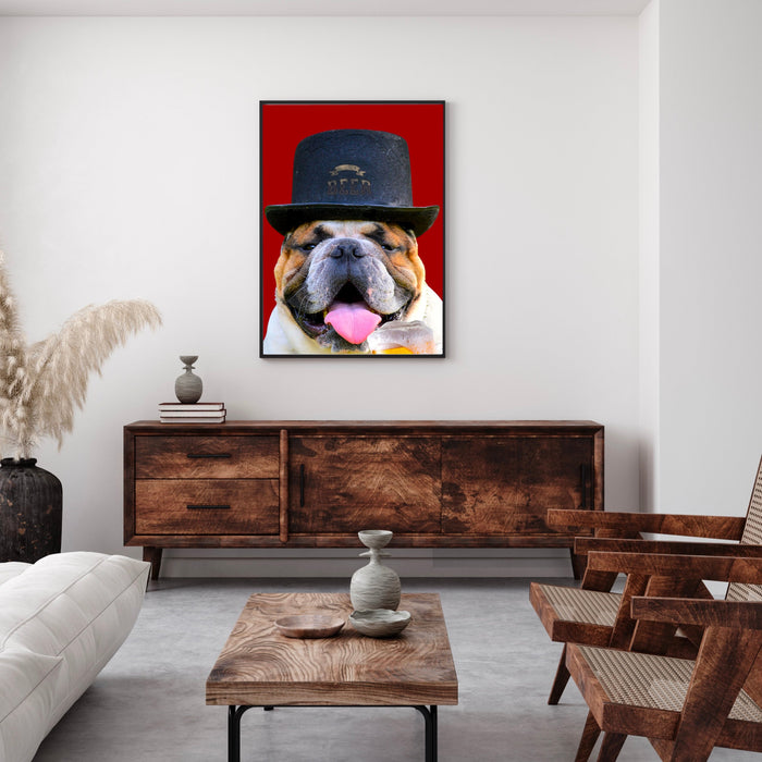 Animal Art, Dog Bar Art, British Bulldog Wall Art, Funny Dog Print, Antique Animal Art, Beer Lovers, Bulldog Pride, Dog Lovers Gift, Beer