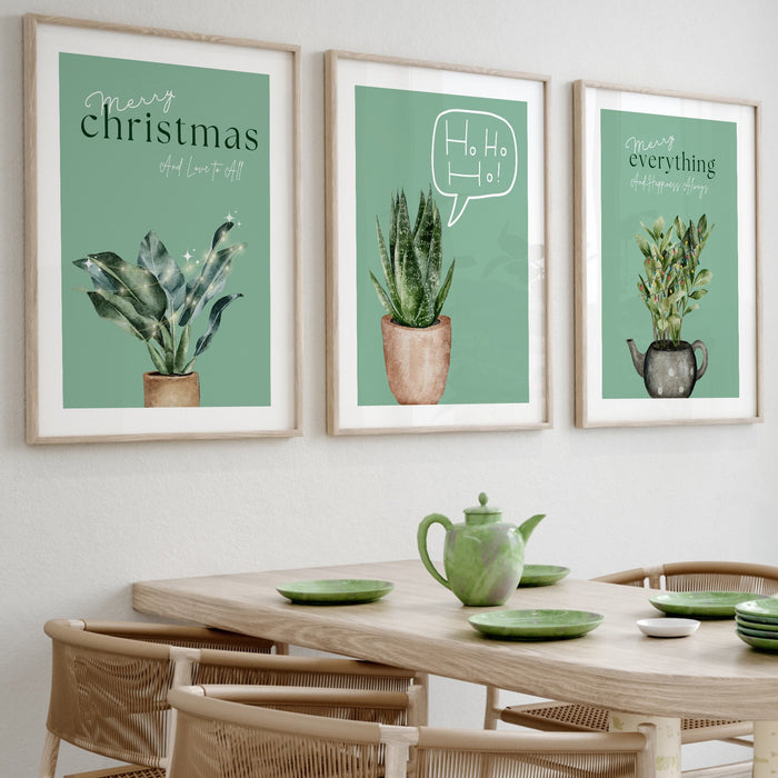 Gallery Wall Art Set Of 3 prints, Christmas Print, Winter Botanical Print, Nordic Holiday Decor,Plant Lover Gift, DIGITAL DOWNLOAD,