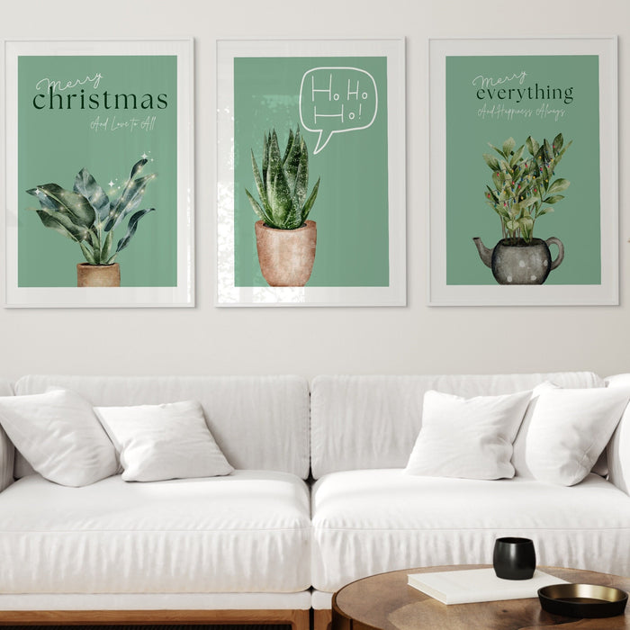 Gallery Wall Art Set Of 3 prints, Christmas Print, Winter Botanical Print, Nordic Holiday Decor,Plant Lover Gift, DIGITAL DOWNLOAD,
