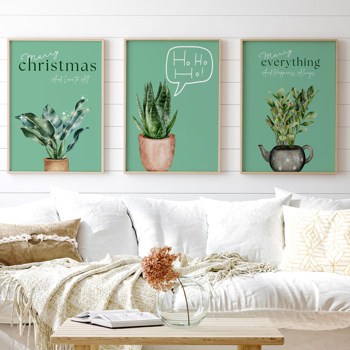 Gallery Wall Art Set Of 3 prints, Christmas Print, Winter Botanical Print, Nordic Holiday Decor,Plant Lover Gift, DIGITAL DOWNLOAD,