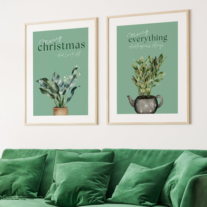Gallery Wall Art Set Of 3 prints, Christmas Print, Winter Botanical Print, Nordic Holiday Decor,Plant Lover Gift, DIGITAL DOWNLOAD,