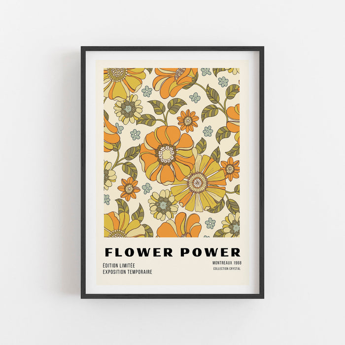 Flower Power, Baby Girl Nursery Decor, Retro Baby Room Decor, Boho Flower Power Poster For Girl