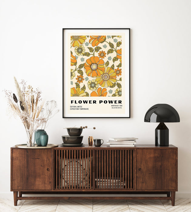 Flower Power, Baby Girl Nursery Decor, Retro Baby Room Decor, Boho Flower Power Poster For Girl