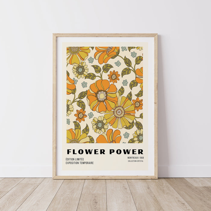 Flower Power, Baby Girl Nursery Decor, Retro Baby Room Decor, Boho Flower Power Poster For Girl