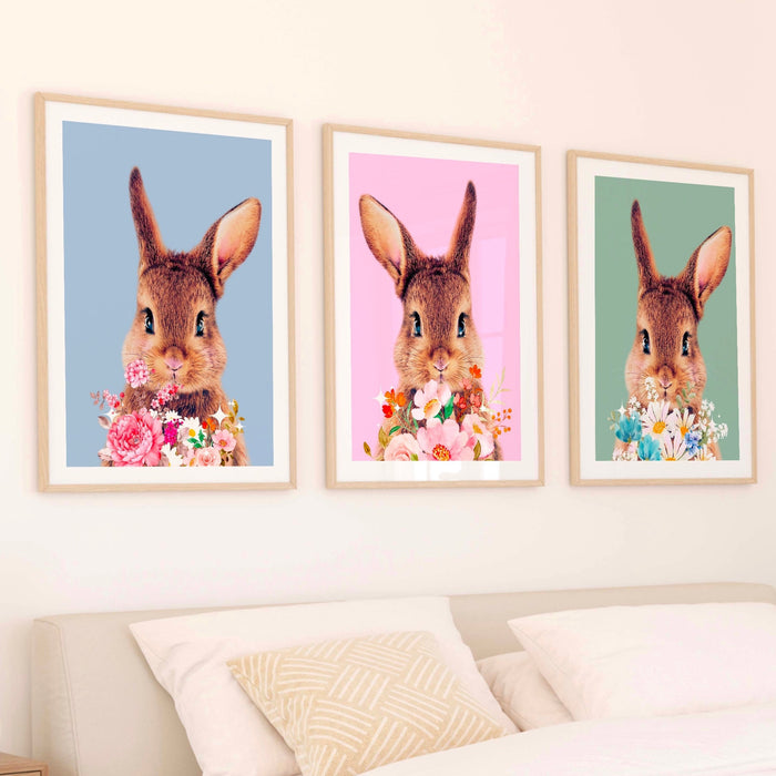 Gallery Wall Art Set Of 3 Prints, Cute Nursery animals, Wall Art Decor, Trendy retro nursery digital art