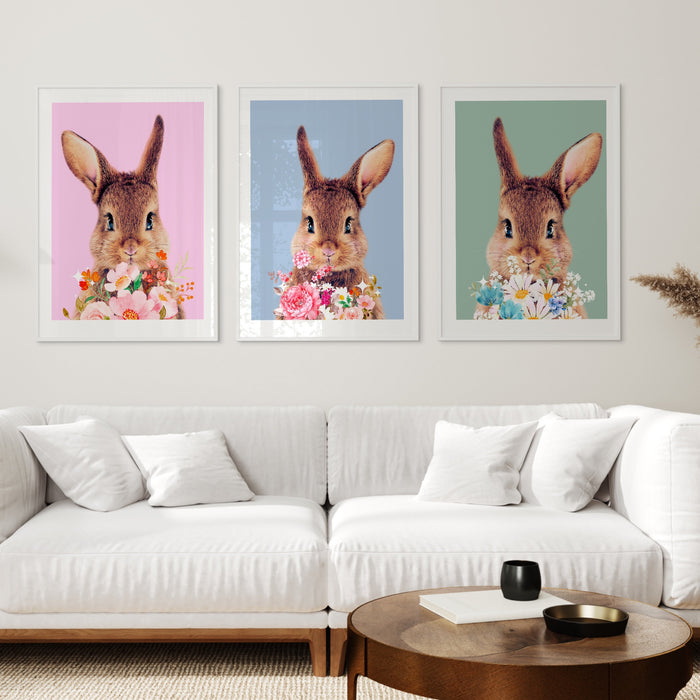 Gallery Wall Art Set Of 3 Prints, Cute Nursery animals, Wall Art Decor, Trendy retro nursery digital art