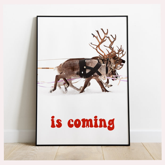 Christmas Decor, Christmas Santa Claus with a sleigh Printables | Xmas Printable Home Decor | Christmas decorations | Christmas Wall Art