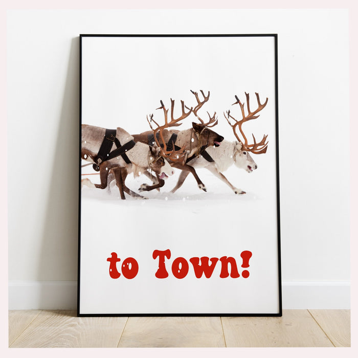 Christmas Decor, Christmas Santa Claus with a sleigh Printables | Xmas Printable Home Decor | Christmas decorations | Christmas Wall Art
