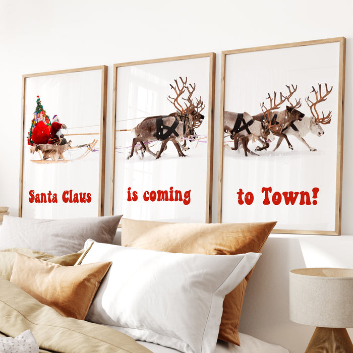 Christmas Decor, Christmas Santa Claus with a sleigh Printables | Xmas Printable Home Decor | Christmas decorations | Christmas Wall Art