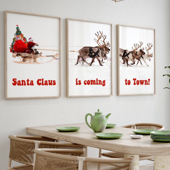 Christmas Decor, Christmas Santa Claus with a sleigh Printables | Xmas Printable Home Decor | Christmas decorations | Christmas Wall Art