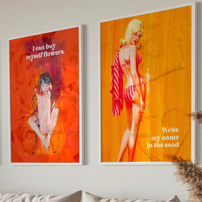 Fashion Girl Print | Retro Print | Vibrant Art | Fashion Poster | Stylish Wall Art | Pink and Orange Wall Art | Funky Prints | 70's Poster