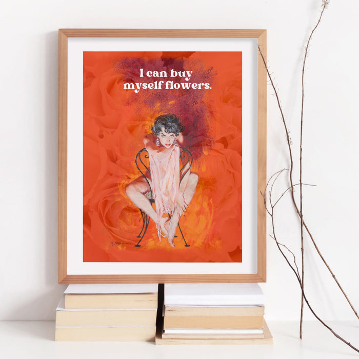 Fashion Girl Print | Retro Print | Vibrant Art | Fashion Poster | Stylish Wall Art | Pink and Orange Wall Art | Funky Prints | 70's Poster