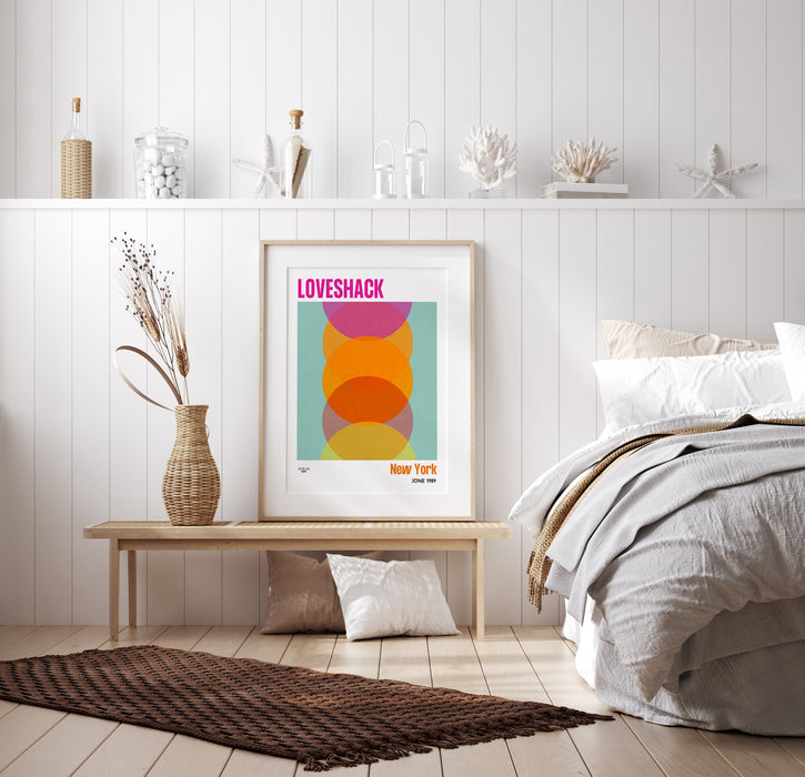 Mid Century Modern Abstract Wall Art Print, Orange Pink Abstract Print, Modern Retro Art, Living Room Apartment Decor, Music Poster, Love