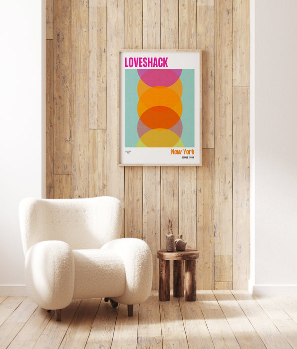Mid Century Modern Abstract Wall Art Print, Orange Pink Abstract Print, Modern Retro Art, Living Room Apartment Decor, Music Poster, Love