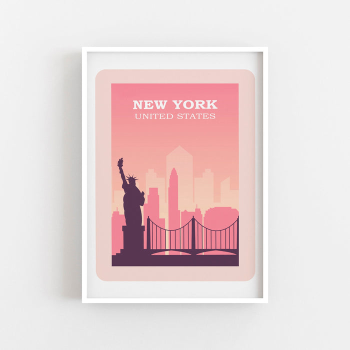 New York, Brooklyn bridge, Statue of Liberty, New York art print, New York art prints, New York wall art, New York poster, New York skyline