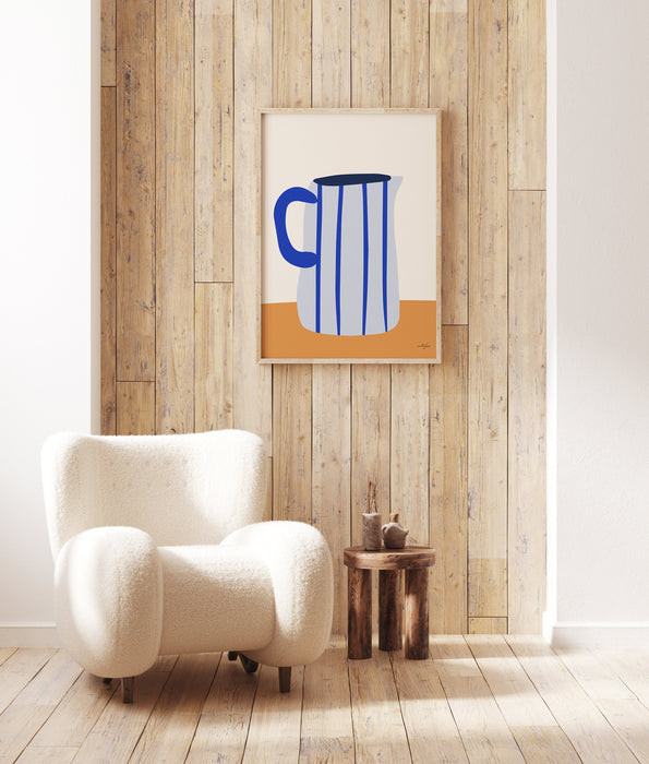 Blue Farm House Decor, Blue Milk Jug Wall Art, Blue and Brown Home Decor