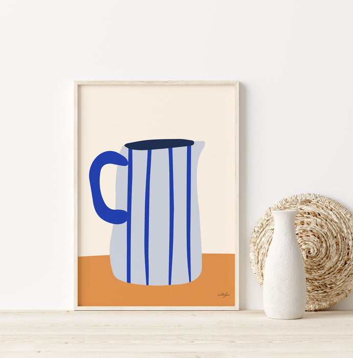 Blue Farm House Decor, Blue Milk Jug Wall Art, Blue and Brown Home Decor