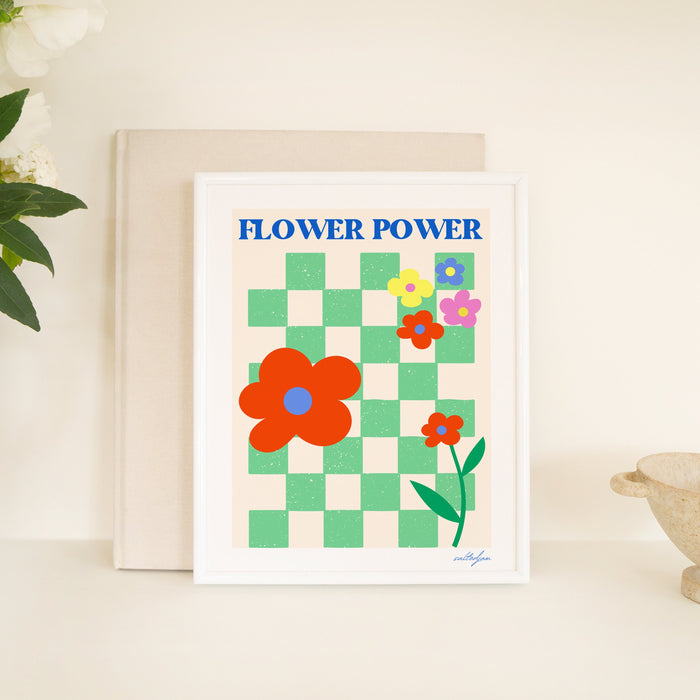Flower Power, Baby Girl Nursery Decor, Retro Baby Room Decor, Boho Flower Power Poster For Girl