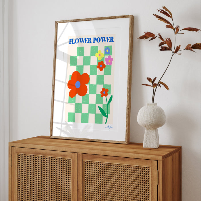 Flower Power, Baby Girl Nursery Decor, Retro Baby Room Decor, Boho Flower Power Poster For Girl