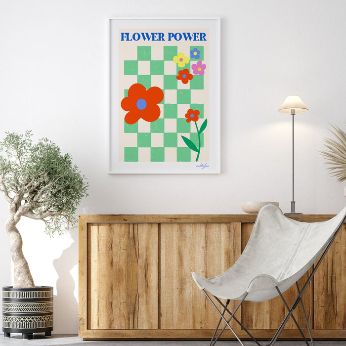Flower Power, Baby Girl Nursery Decor, Retro Baby Room Decor, Boho Flower Power Poster For Girl