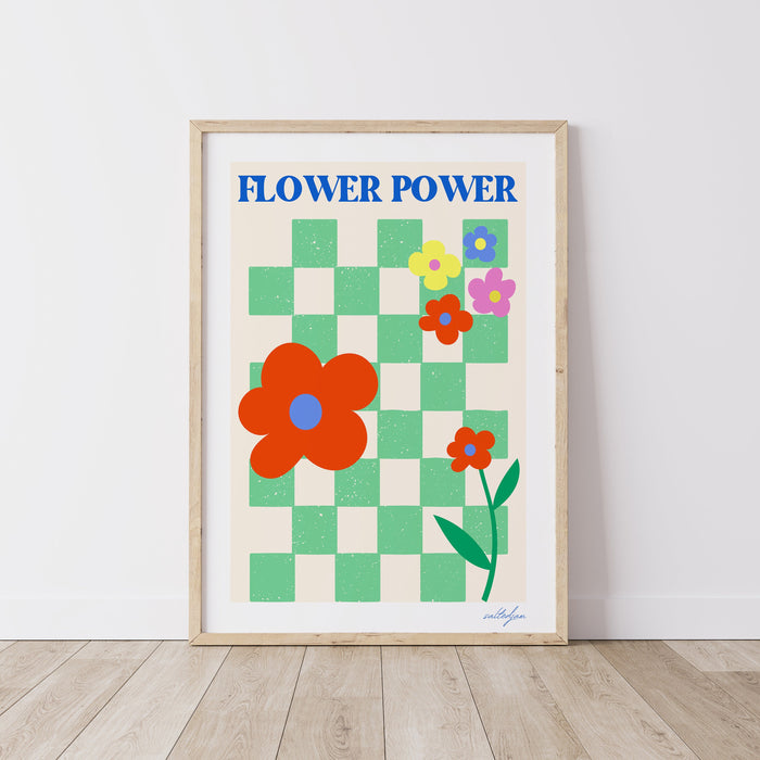 Flower Power, Baby Girl Nursery Decor, Retro Baby Room Decor, Boho Flower Power Poster For Girl