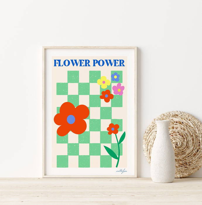 Flower Power, Baby Girl Nursery Decor, Retro Baby Room Decor, Boho Flower Power Poster For Girl