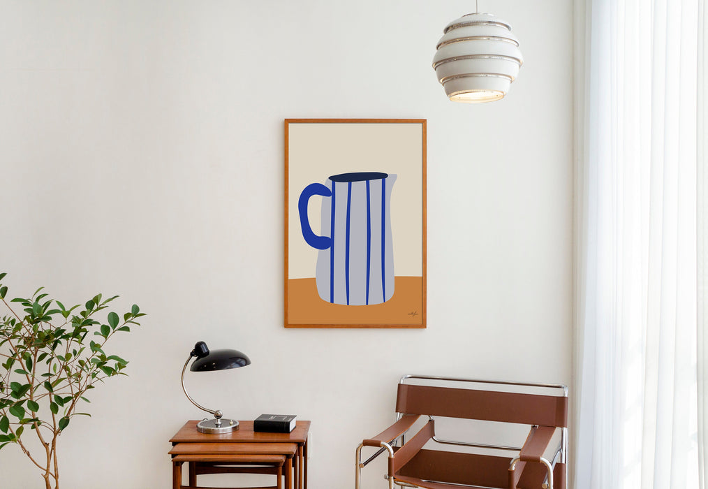 Blue Farm House Decor, Blue Milk Jug Wall Art, Blue and Brown Home Decor