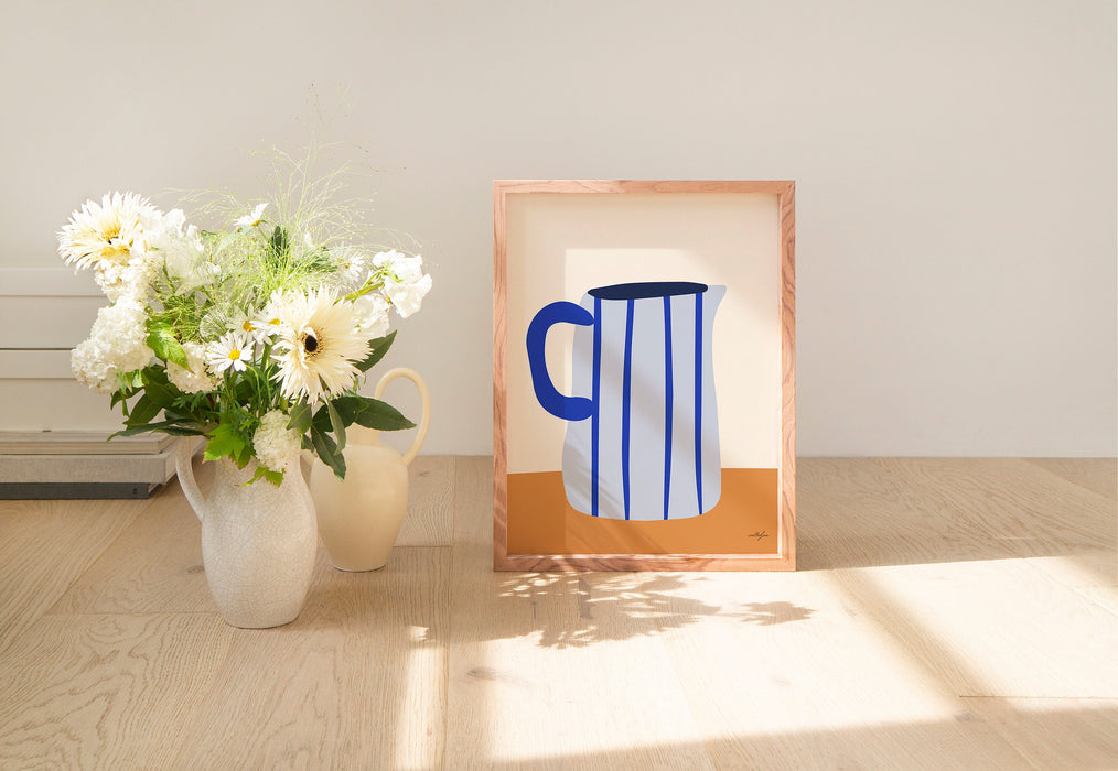 Blue Farm House Decor, Blue Milk Jug Wall Art, Blue and Brown Home Decor