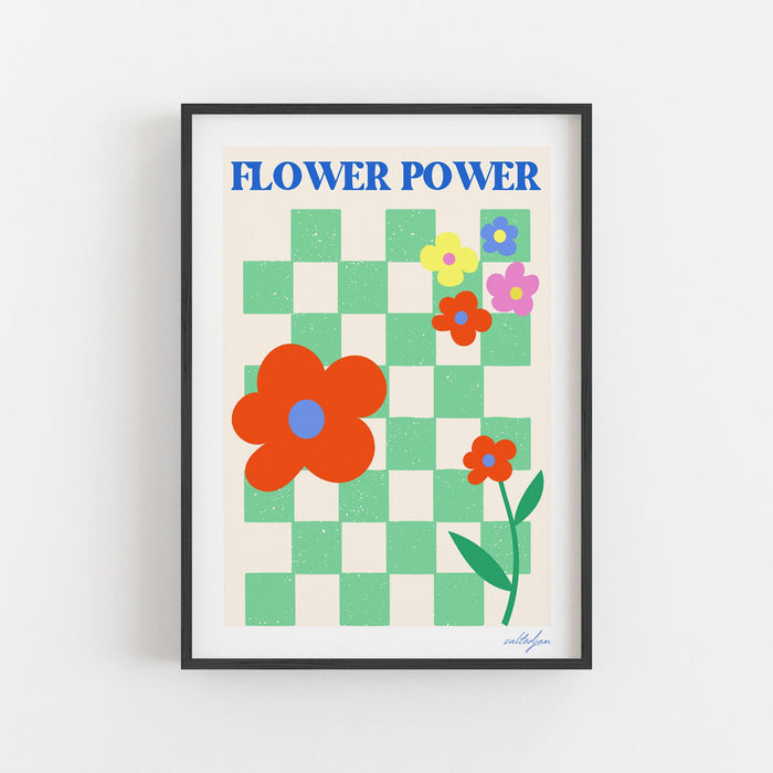 Flower Power, Baby Girl Nursery Decor, Retro Baby Room Decor, Boho Flower Power Poster For Girl
