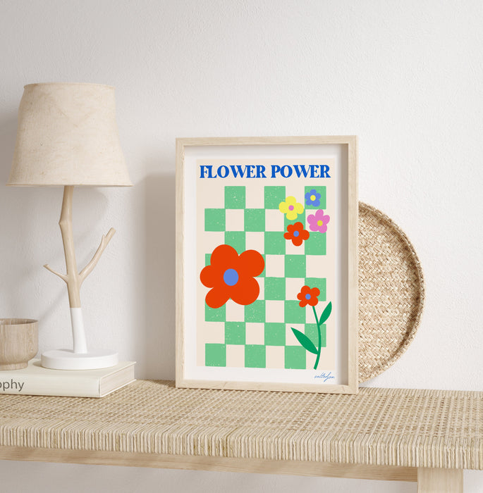 Flower Power, Baby Girl Nursery Decor, Retro Baby Room Decor, Boho Flower Power Poster For Girl