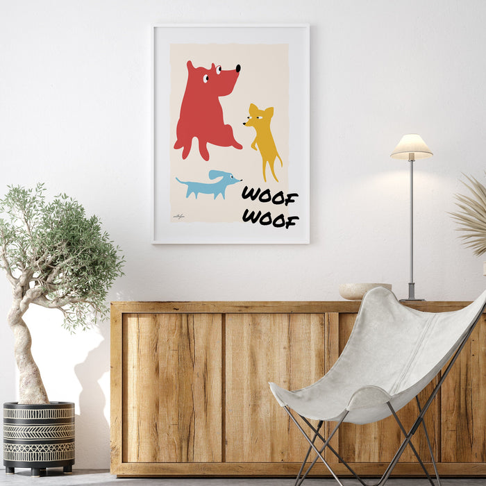 Cute Dog Animal Posters, Funky Nursery Prints, Pastel and Bright Wall Décor, Puppy Theme Kids Room Print, Abstract Animals