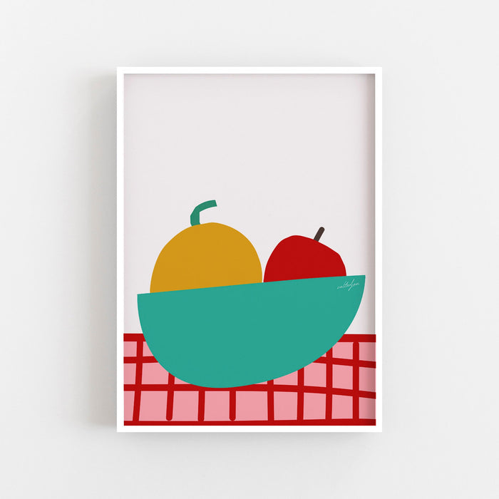 Set of 3 Fruit Art Prints, Orange Pink Blue Poster Kit, Girls Room Nursery Prints, Kitchen Artwork Set of Prints, Collage Wall Set