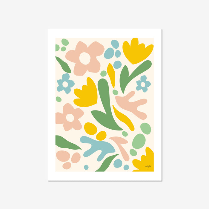 Floral Pastel Wall Decor Prints, Abstract Pastel Floral Art, Giclée Print of Pink Pastel Flower Pattern, Pastel Nursery Room Wall Art