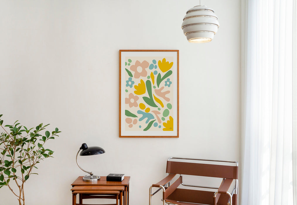 Floral Pastel Wall Decor Prints, Abstract Pastel Floral Art, Giclée Print of Pink Pastel Flower Pattern, Pastel Nursery Room Wall Art