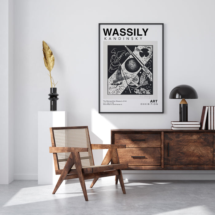 Black Abstract Art Print, Bauhaus Black and White Abstract Poster, Wassily Kandinsky Exhibition Art Poster, Modern Art Wall Decor