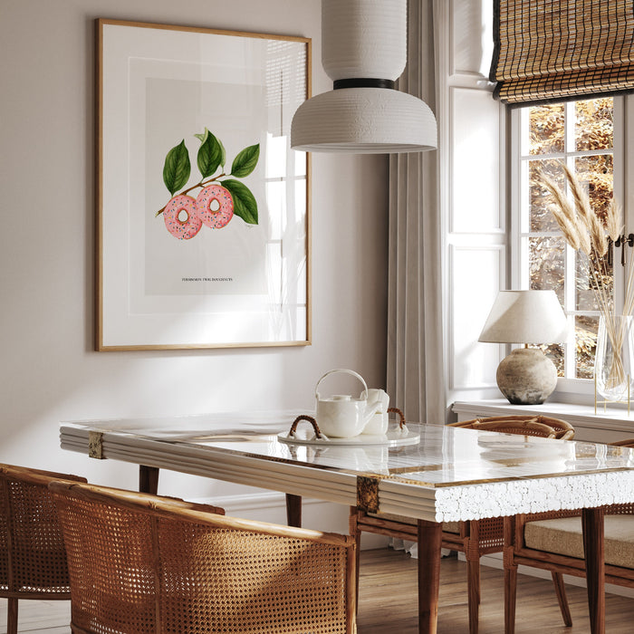 Kitchenart printable, Botanical vintage donuts poster Green and pink Modern kitchen art Printable wall art INSTANT DOWNLOAD, Donut Lover