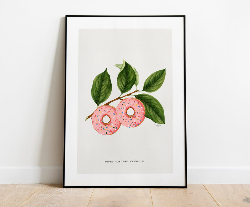 Kitchenart printable, Botanical vintage donuts poster Green and pink Modern kitchen art Printable wall art INSTANT DOWNLOAD, Donut Lover