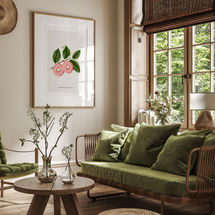 Kitchenart printable, Botanical vintage donuts poster Green and pink Modern kitchen art Printable wall art INSTANT DOWNLOAD, Donut Lover