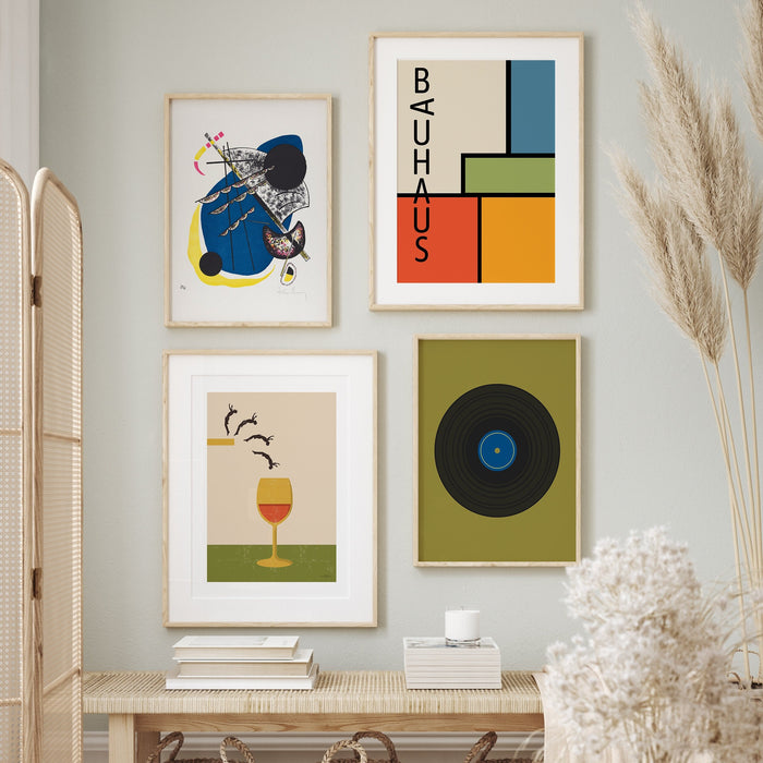 Gallery Wall Art Set Of 4 Prints, Wall Art Set of 4, Trendy Retro Art  Prints, Mid Century Wall Art Print Set, Bauhaus Wall Decor Art Print