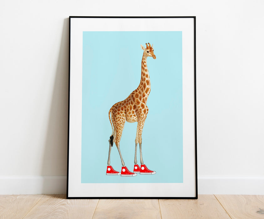 Giraffe In Red Shoes, Animal Prints, Wall Art, Safari Nursery Decor, Nursery Wall Art, Animal Prints for Nursery, Nursery Animal Printable