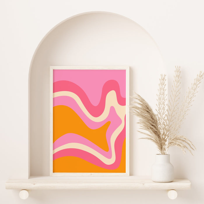 Fashion Girl Print | Disco Print | Girls Drinking Print | Fashion Wall Art | Stylish Wall Art | Orange and Pink Wall Art | Funky Prints,