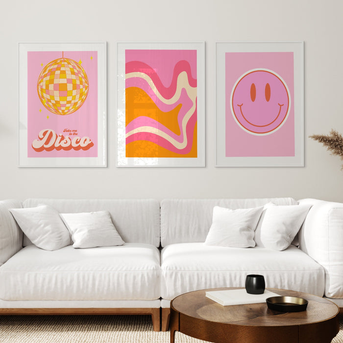 Fashion Girl Print | Disco Print | Girls Drinking Print | Fashion Wall Art | Stylish Wall Art | Orange and Pink Wall Art | Funky Prints,