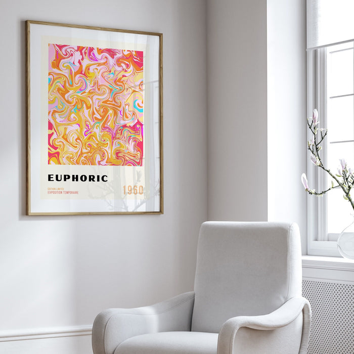 Psychadelic Digital Download, 70s Style Poster, 60s Flower Print, Orange Pink Decor, Dork Room Wall Art, Trendy Wall Art, Retro Wall Art