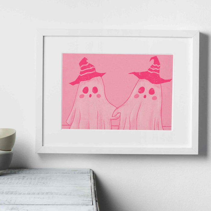 Y2K Art, Halloween Printable , Fine Art Print | Autumn Omens | Spooky Ghost | Fall Artwork | Halloween |  Dorm room decor, Pale Pink Poster,