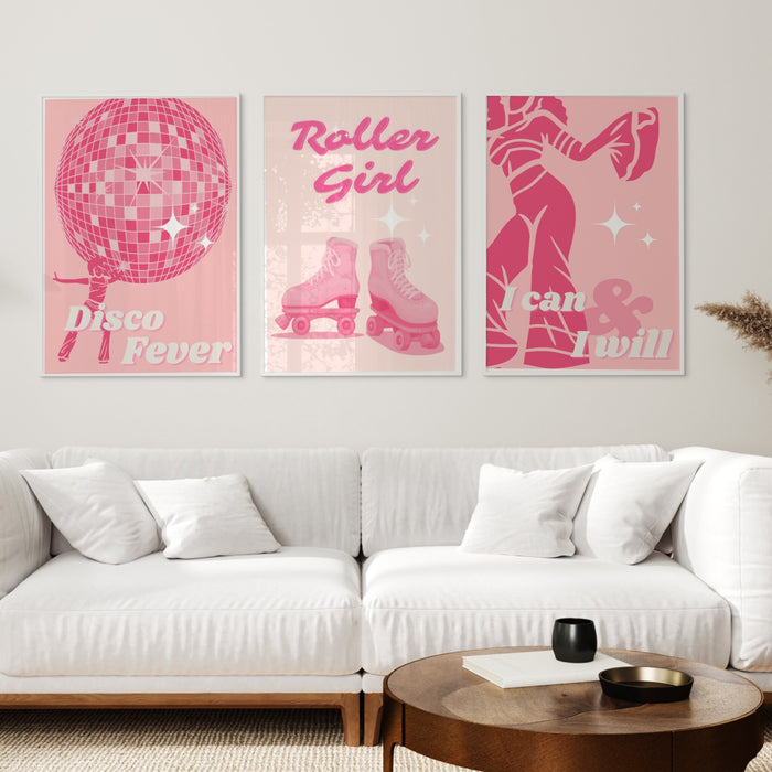 Trendy Disco Print | Pink Wall Art | Printable Bar Art | Pink and Orange | Bar Prints Modern | Retro Dorm Decor | Gift for Daughter, Disco