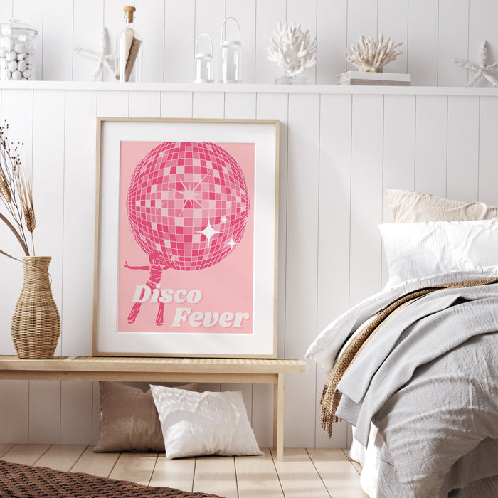 Trendy Disco Print | Pink Wall Art | Printable Bar Art | Pink and Orange | Bar Prints Modern | Retro Dorm Decor | Gift for Daughter, Disco